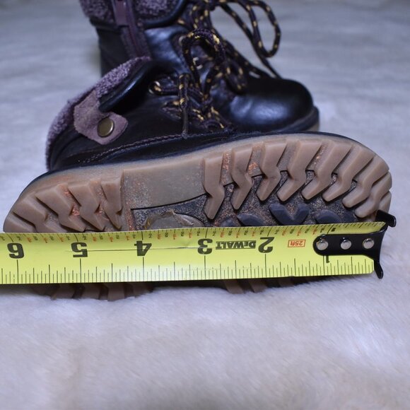 Little boys Brown Leather Fleece Lined Winter Work Boots Size 9 - Picture 7 of 7